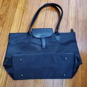 LOULU NYLON&VEGAN BLACK LEATHER Black Tote  Shoulder Bag New No Tag